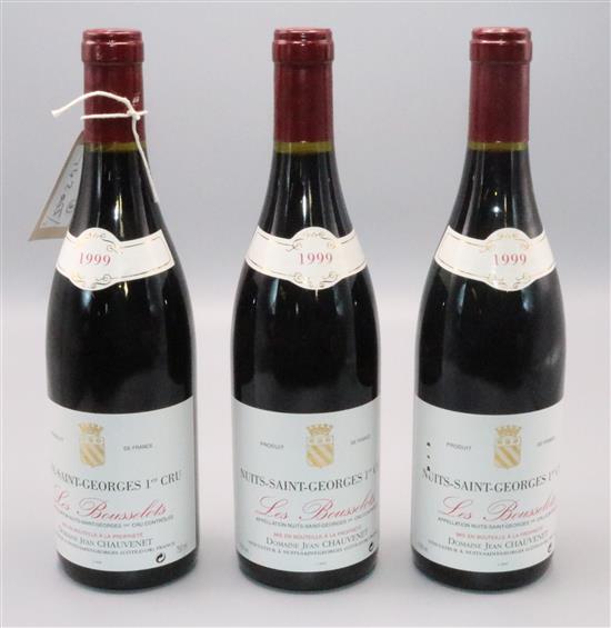 3 bottles of Nuits Saint Georges 1er cru red wine 1999
